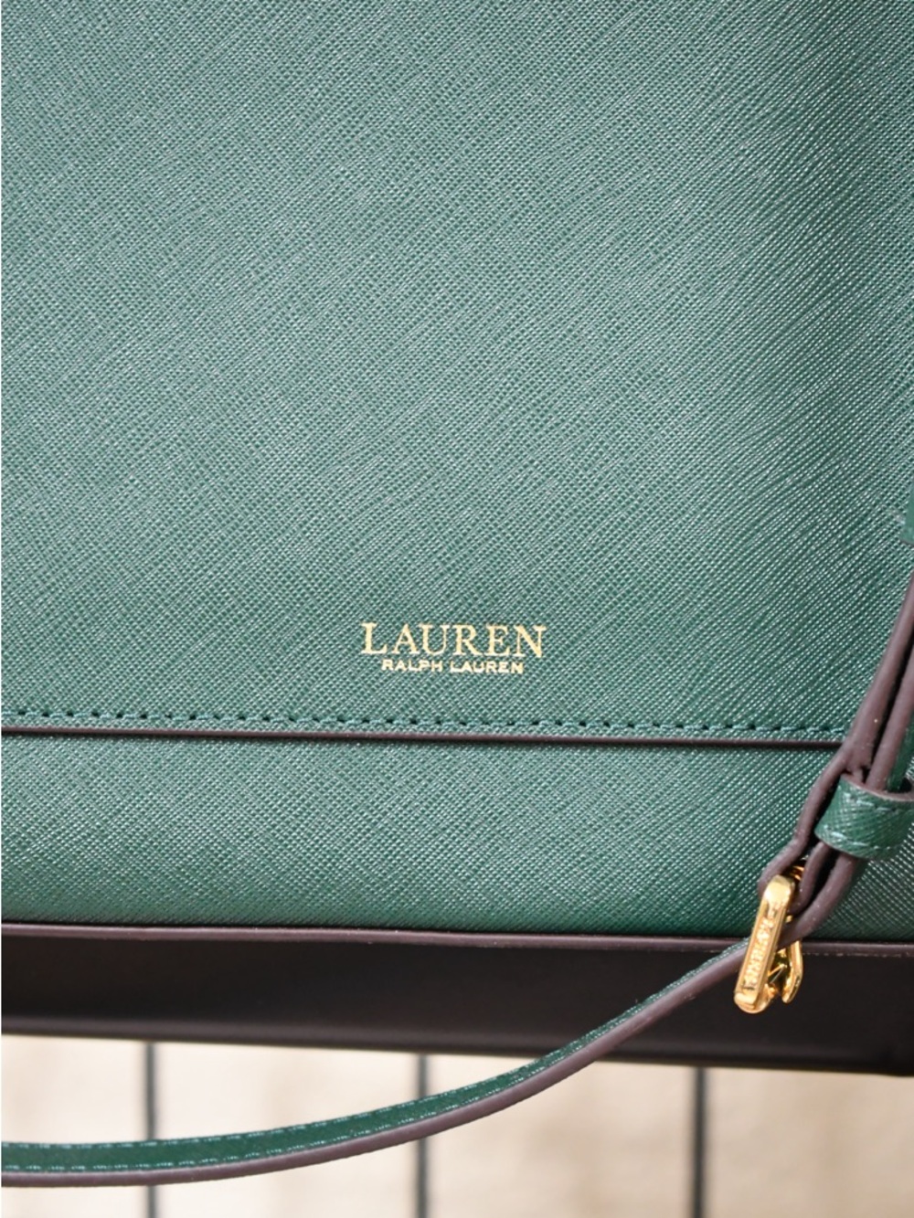 Ralph Lauren Dark Green Saffiano Leather Top Handle Tote - Picture 5 of 8